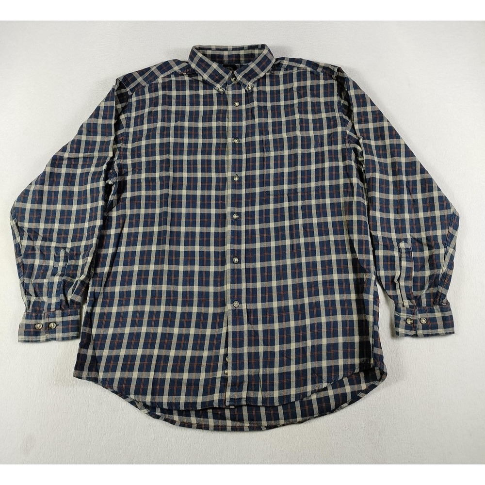 Dockers Flannel Shirt Mens Large‎ Blue Plaid Long Sleeve Button Down Cotton Wool